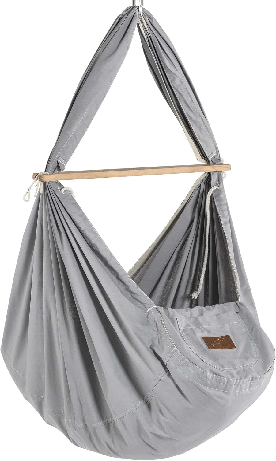 SCHMUSEWOLKE Federwiege BioGrey - mit Motor und Deckenbefestigung - Hängematte für Babys und Kleinki