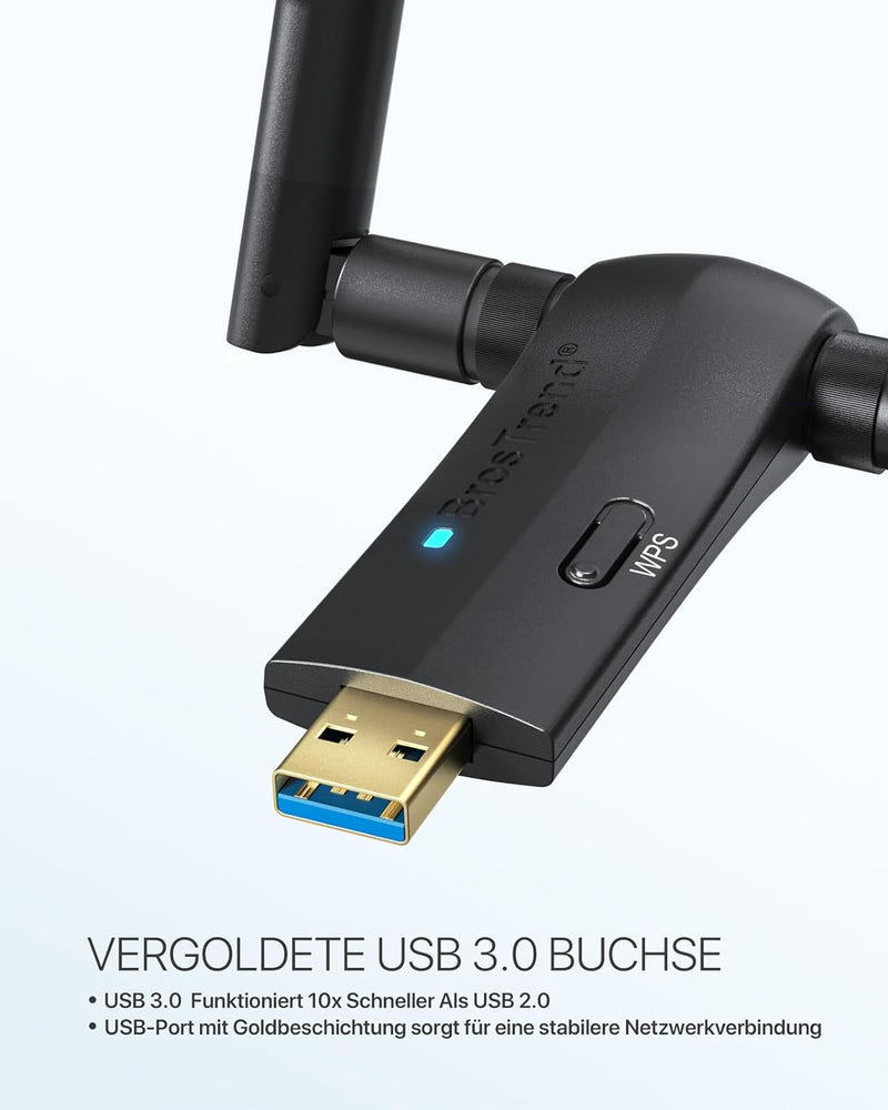 BrosTrend 1200 Mbit/s USB WLAN Stick Linux für Ubuntu, Mint, Kali, Debian, Lubuntu, Xubuntu, Mate, Z