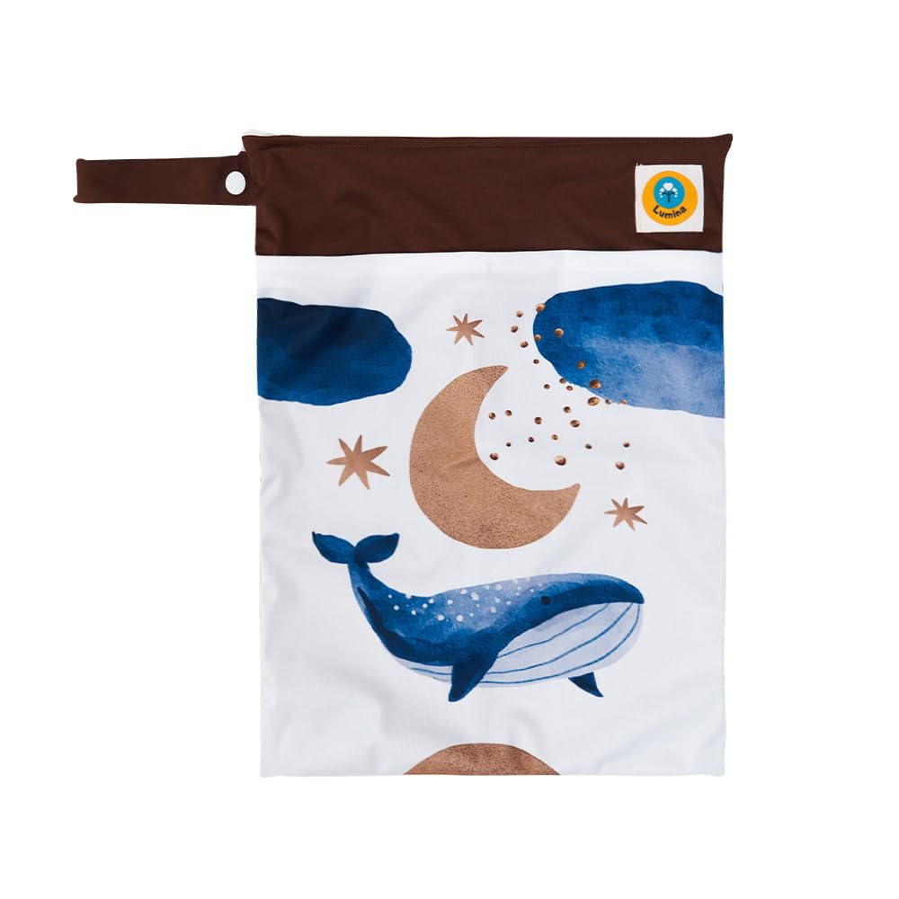 Lumina doppel Wetbag/Nasstasche mit 2 Fächern hochwertiger Zipper:Whale, Whale