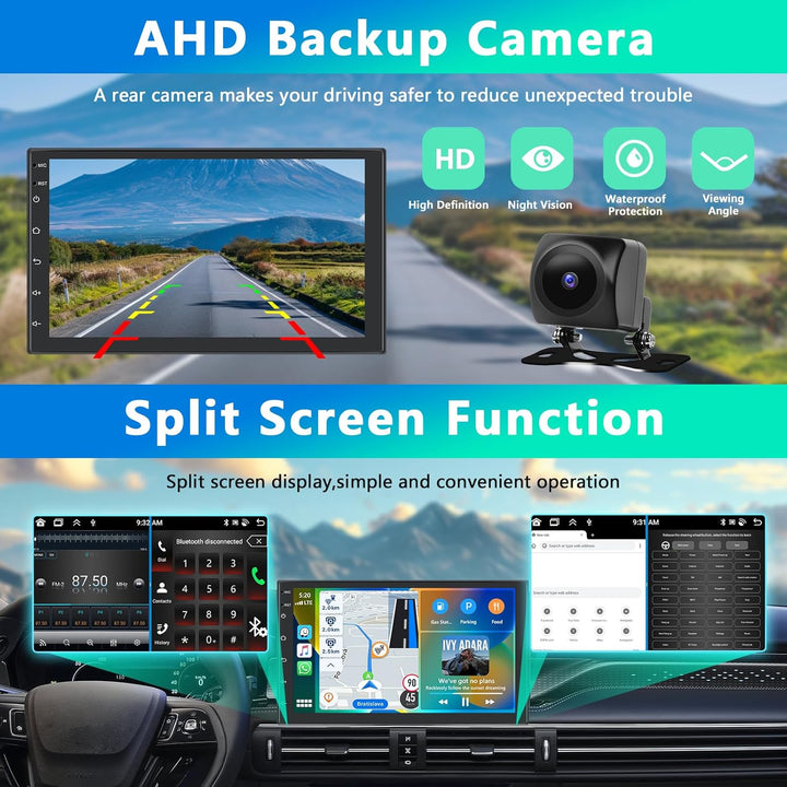 [6+128G] Autoradio mit Kabelloses A-pple Carplay/Android Auto, 7 Zoll 2 Din Android 13 Bildschirm To