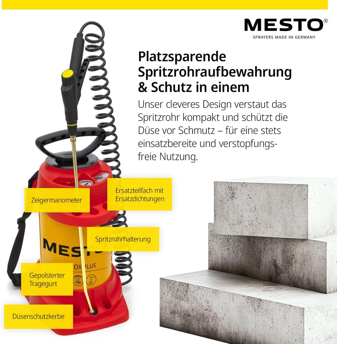 MESTO FERROX Plus 6 Hochdrucksprühgerät 6L Set inkl. MESTO Köcher | Drucksprüher 6 Bar | Schalölspri