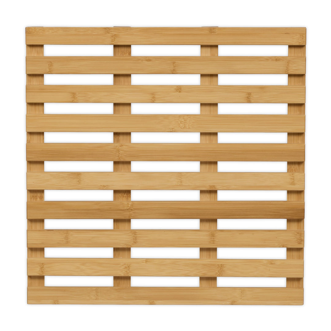 Relaxdays Bambus Badematte, 50 x 50 cm, rutschfeste Duschmatte für Badewanne, Dusche, Sauna, Indoor