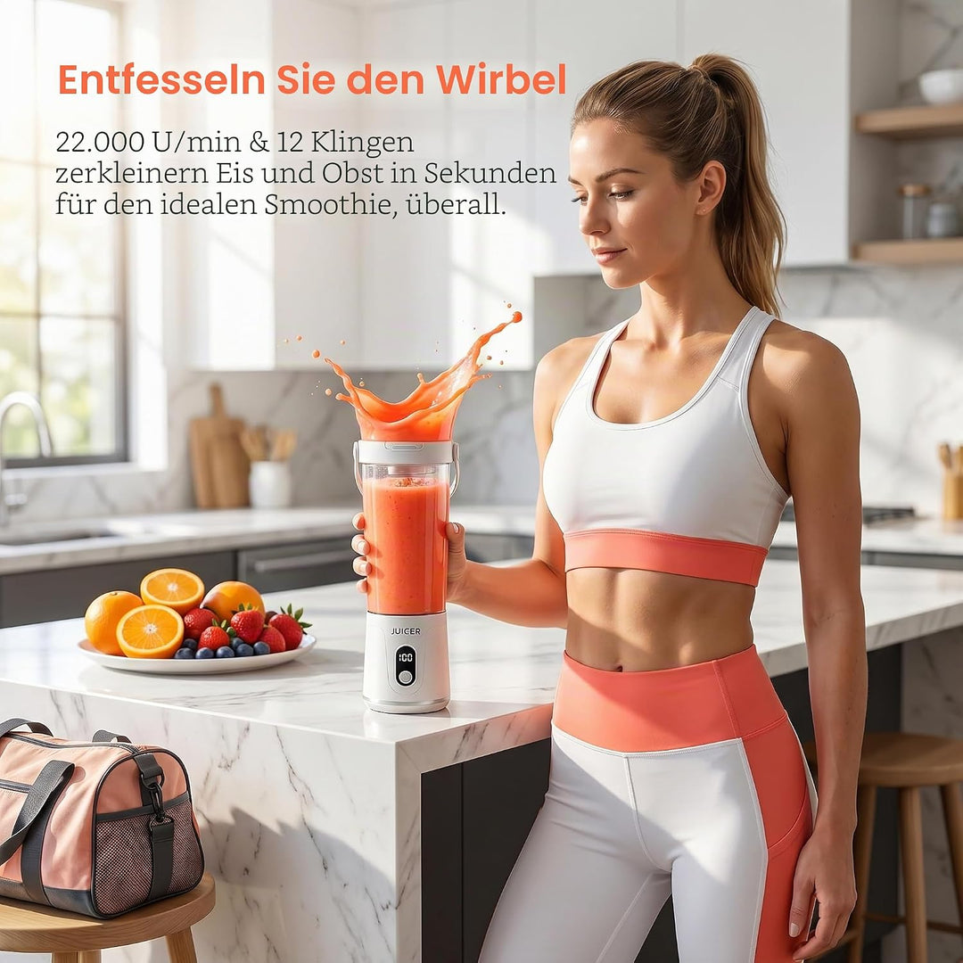 Tragbarer Mixer, Mini Standmixer und Smoothie-Maker, Portabler Elektrischer Saftpresse, USB Wiederau