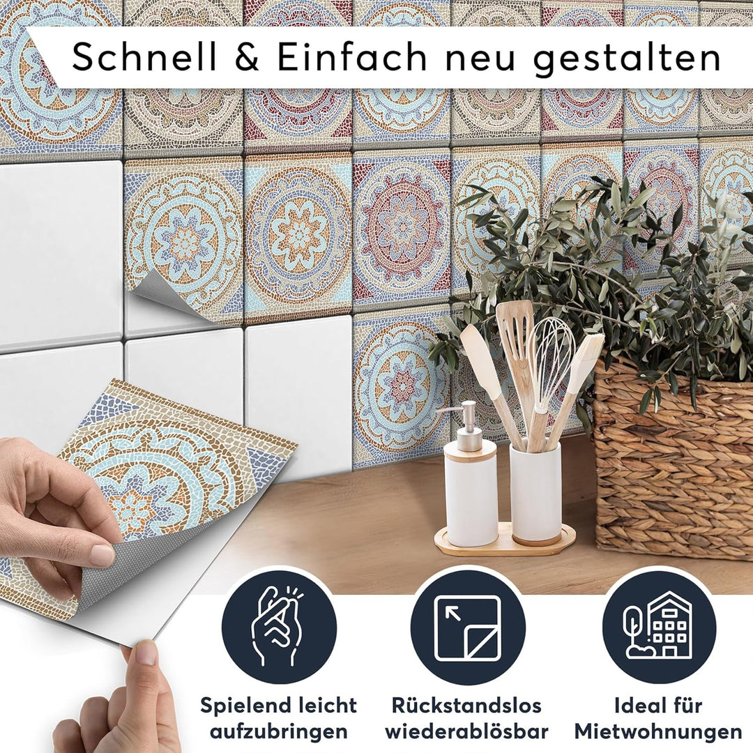 CREATISTO Klebefliesen Stickerfliesen Fliesenfolie - Klebefolie Aufkleber für Wand-Fliesen I Klebefl