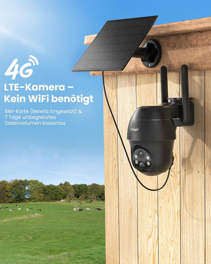 ieGeek überwachungskamera mit sim karte - 4G LTE outdoor Solar kamera – 2K 360° Kabellose Überwachun