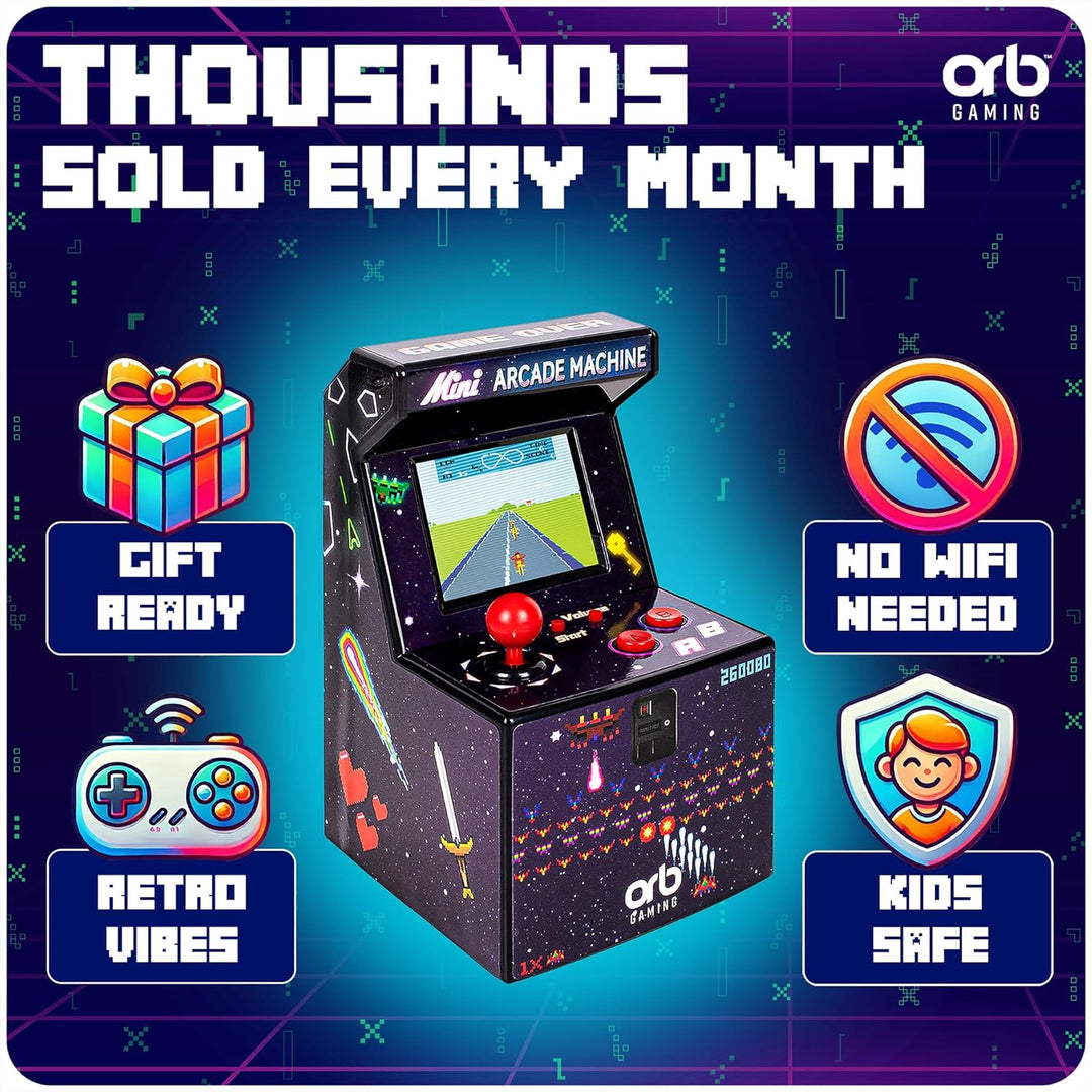 Mini-arcademachine, 240 ingebouwde Games, 8-bit Retro-arcadegames, 2,5-inch kleurenscherm, 8-Weg Joy