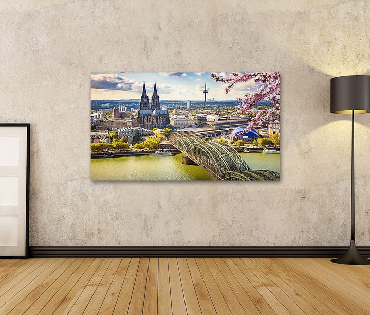 islandburner Bild auf Leinwand Luftbild Von Köln Bilder Wandbilder Poster Leinwand 100x57cm, Leinwan