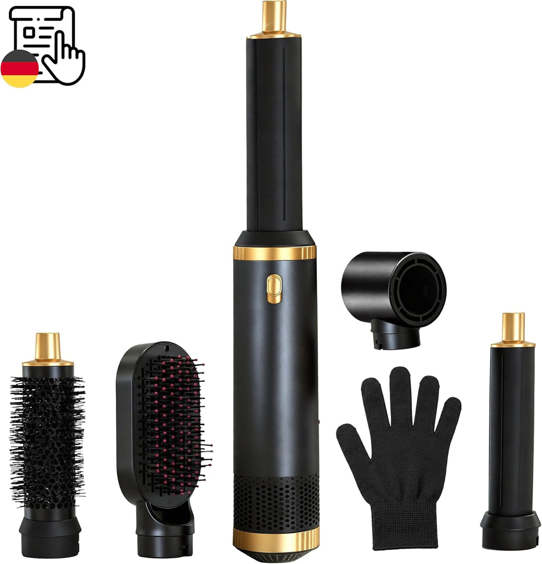 Retoo Thermobürste 5 in 1, Thermal Brush Blowout Haarstyler mit Lockenaufsätzen, Lockenbürste für Vo