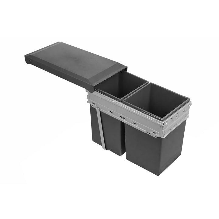 Hailo Abfallsammler 3663101 Tandem 2x 15 Liter Schwarz | Einbau-Abfallsystem für Schränke | Küchen-M