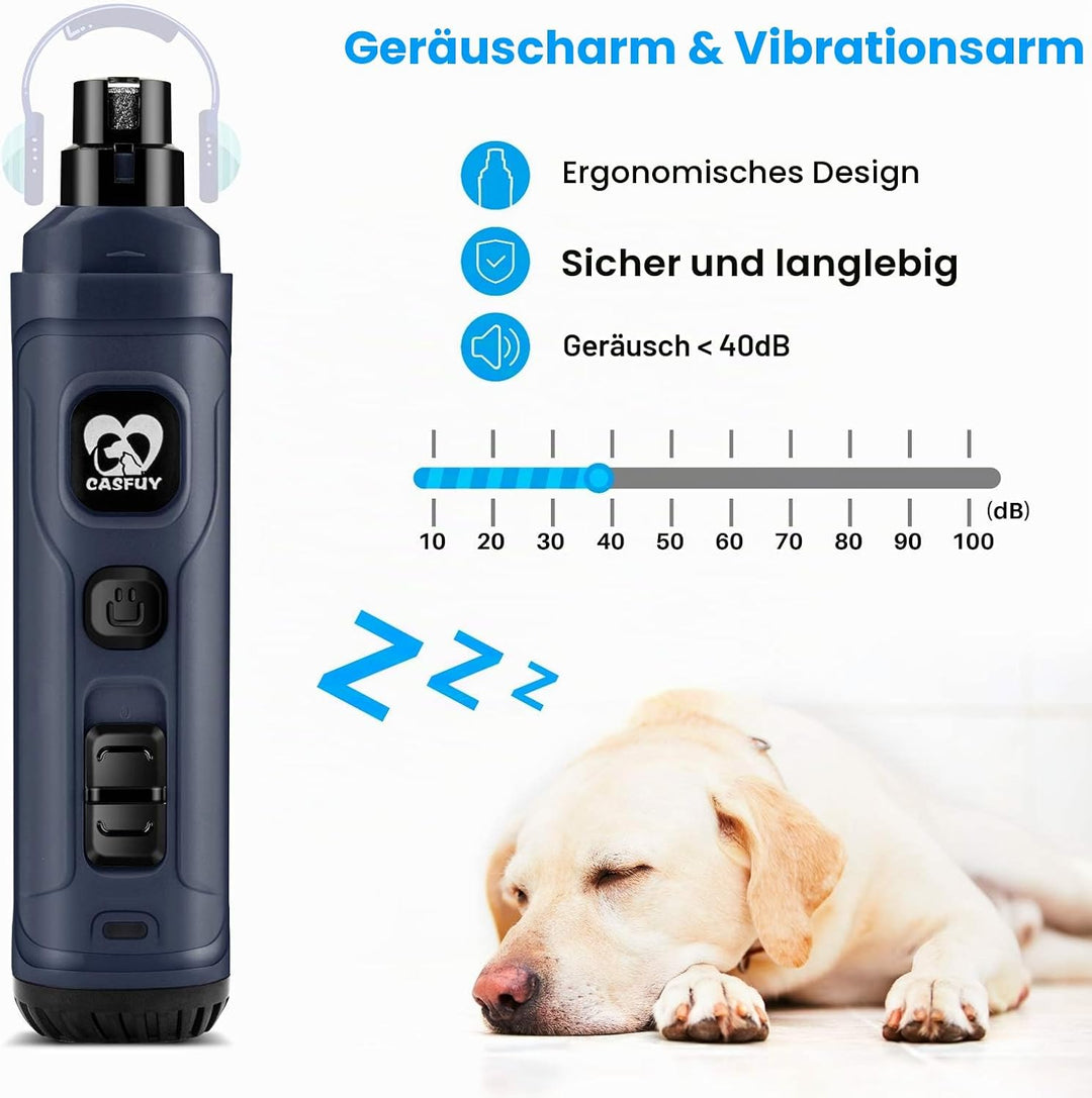 Casfuy Krallenschleifer für Hunde mit 2 LED-Leuchten – 2 Geschwindigkeiten, leiser, leistungsstarker