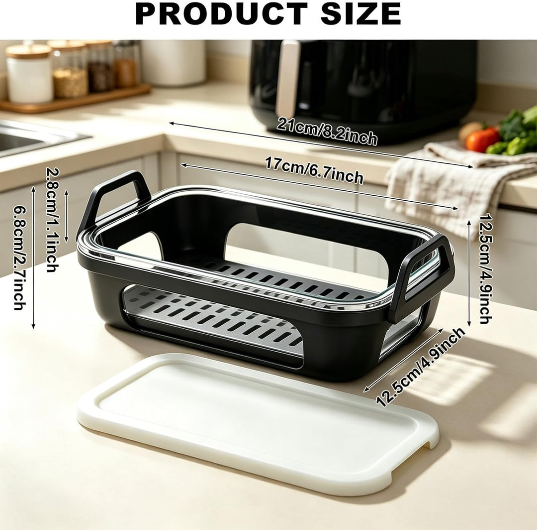 Glas Auflaufform für Airfryer, für Ninja/Cosori Heissluftfritteuse Zubehör mit Silikon-Innen, Auflau