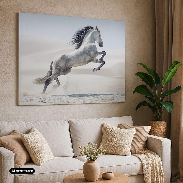 Bilder auf Leinwand Pferd Tier Natur Leinwandbild mit Rahmen 70x50cm Wandbilder Dekoration Wohnzimme