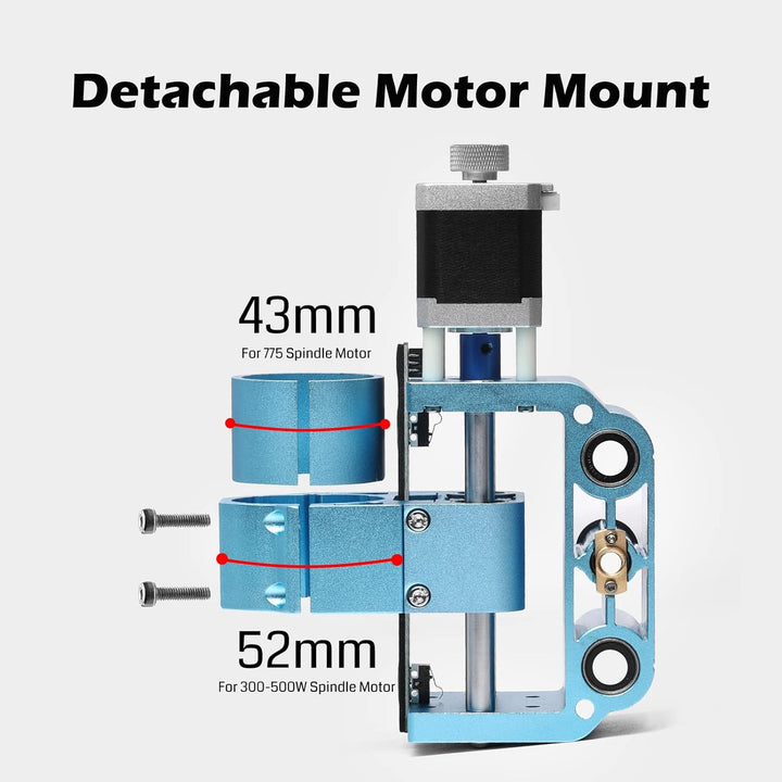 Genmitsu Aluminium Z-Achse V2, mit Spindelmotorhalterung für 775er oder 300-500W Spindel, 43mm & 52m
