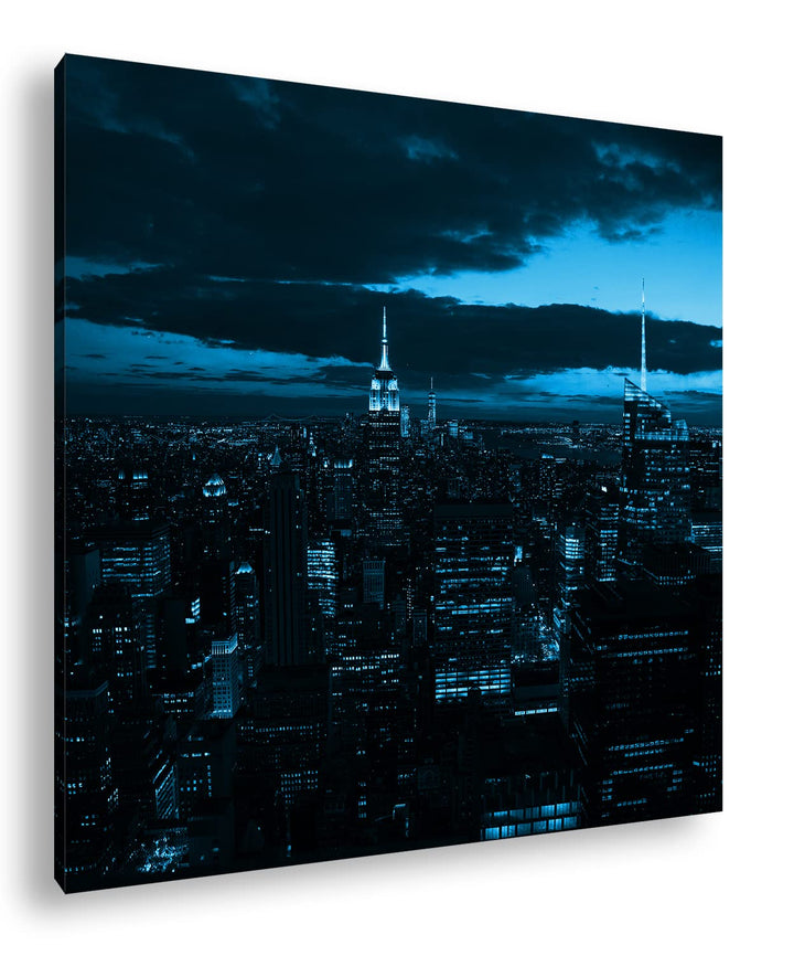 deyoli zauberhafte Skyline bei Nacht Format: 60x60 cm als Leinwandbild Effekt: Monocrome Blau, Motiv