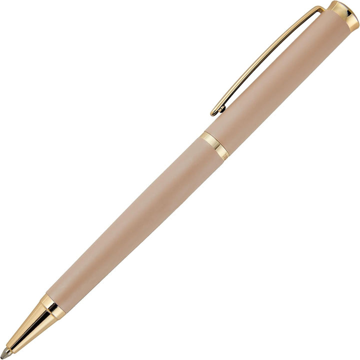 Hugo Boss Sophisticated Kugelschreiber aus Messing in der Farbe Nude Matt, Länge: 13,6cm, Minenfarbe