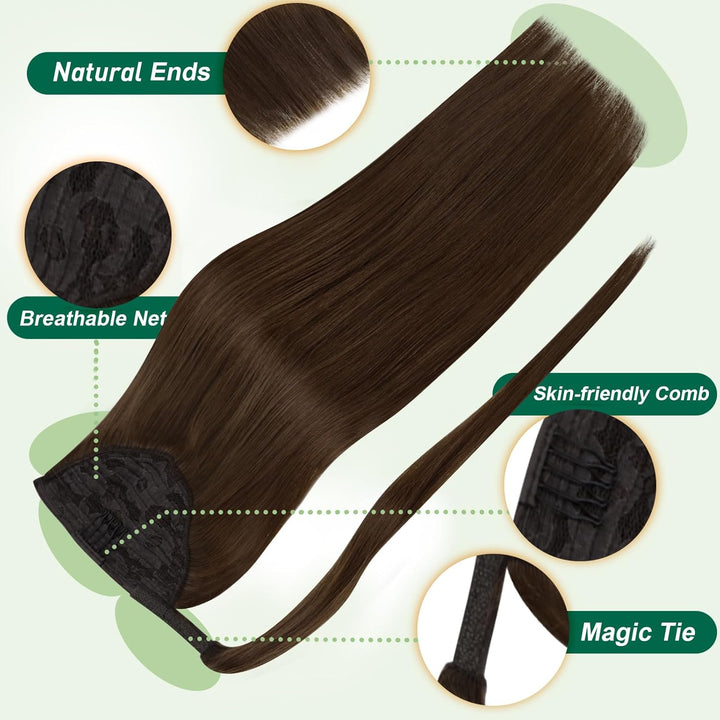 Easyouth Zopf Echthaar Extensions Braun Zopf Haarverlangerung Remy Echthaar Ponytail Extensions Dunk
