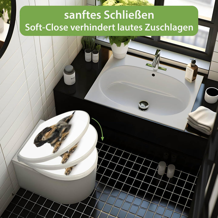 banjado Toilettendeckel mit Absenkautomatik 44,5x37cm - Soft Close Toilettensitz - WC Sitz mit Absen