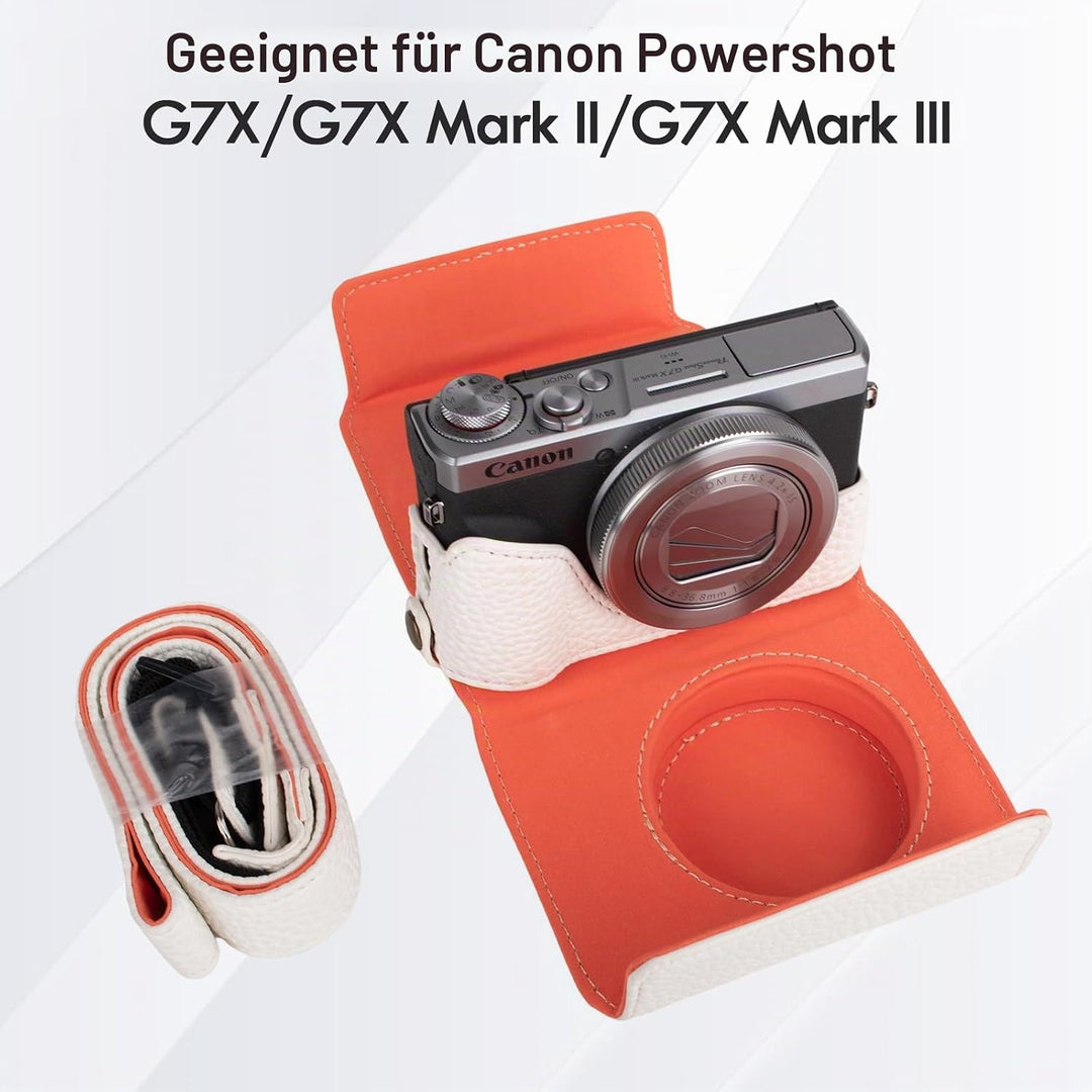 Rieibi G7 X G7X II G7X III Hülle, Vintage Leder Kameratasche für Canon PowerShot G7X G7X Mark II G7X