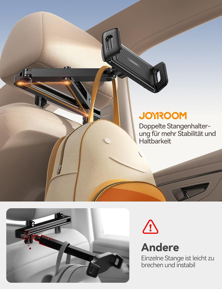 JOYROOM Tablet Halterung Auto [Stabilisierende dreieckige Struktur] iPad Halterung Auto mit Doppelte