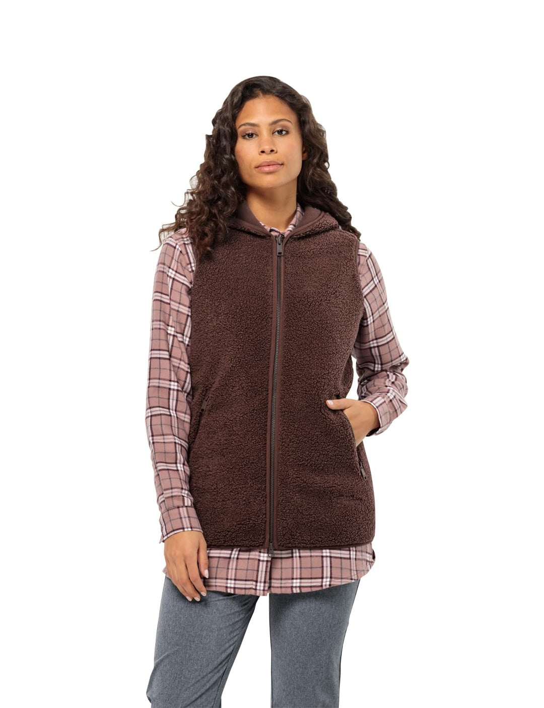 Jack Wolfskin Damen High Curl Long Vest W Fleece-Weste, S boysenberry