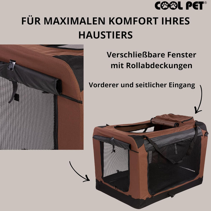 Transportbox 91 * 64 * 64cm 2XL, Hundetransportbox, Faltbare Hundetasche, Autobox, Box für Hund und