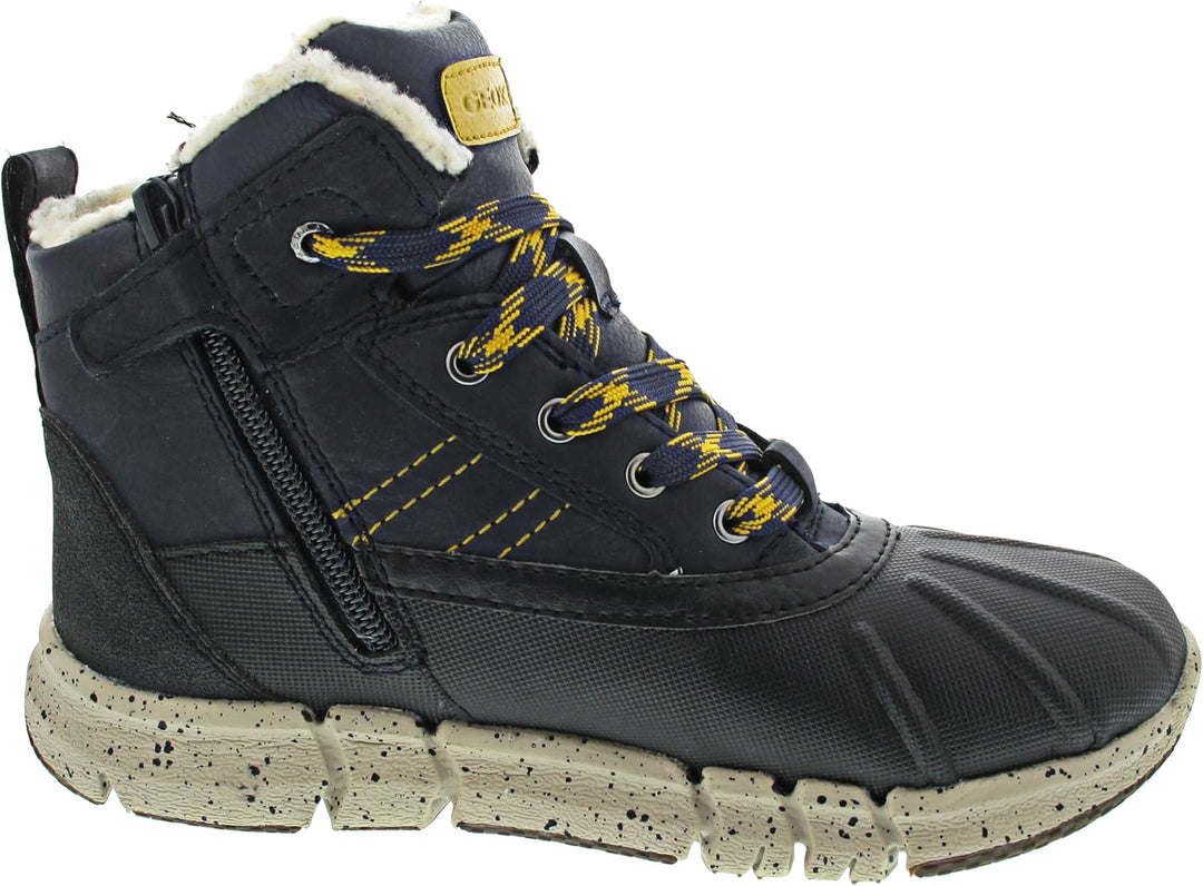Geox Jungen J Flexyper Boy B ABX Snow Boot 28 EU Navy Yellow, 28 EU Navy Yellow