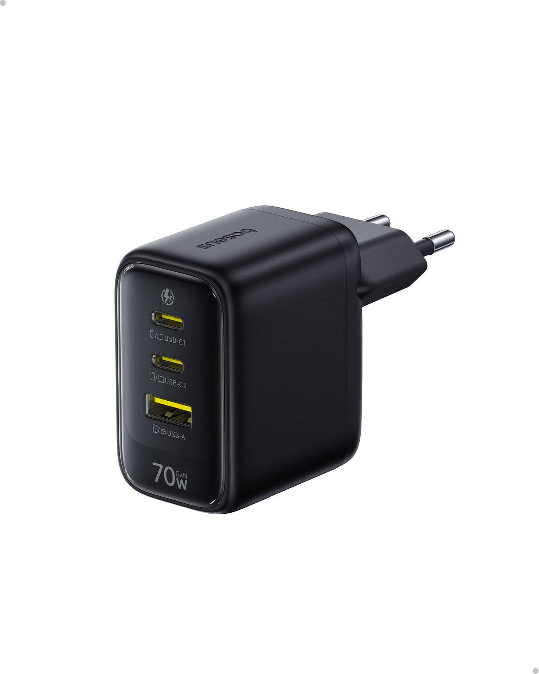 Baseus Enerfill 70W USB C Ladegerät, 3-Port GaN6 Schnellladegerät, kompaktes Netzteil für MacBook Ai