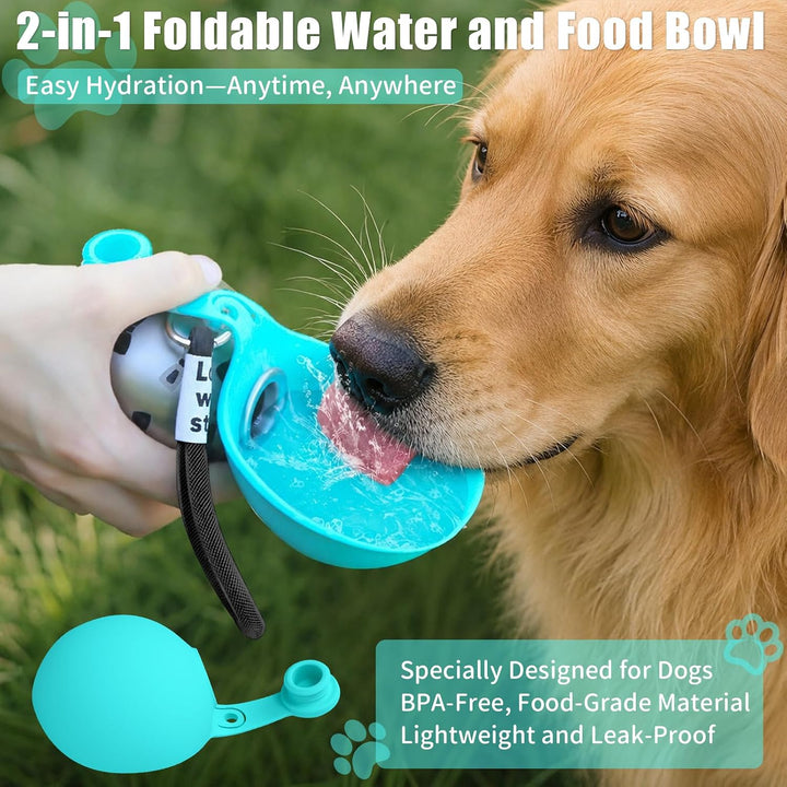 Shinybox Hunde Trinkflasche 285ml, Edelstahl Trinkflasche mit faltbarem Silikonnapf, auslaufsicher f