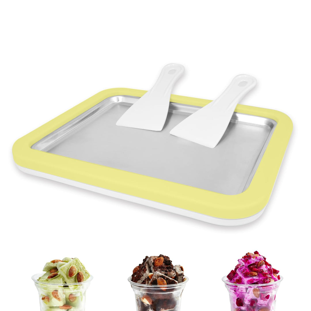 Eisplatte Eis Rolls zum Eis Machen DIY, Ice Cream Machine rolls maker mit 2 Spateln, Gelato Rollmasc