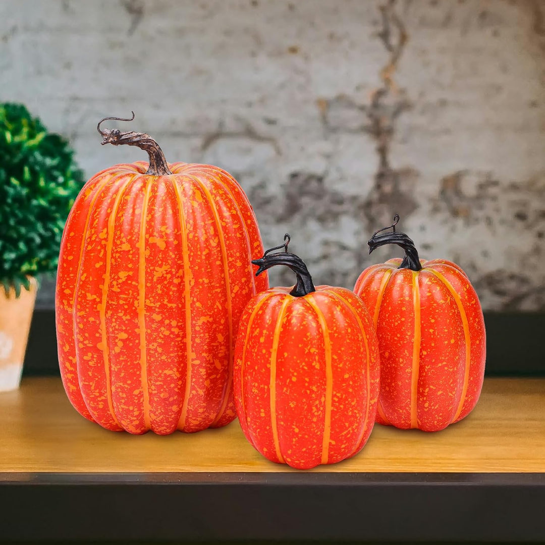 Quancru 3pcs Künstliche Kürbisse Gefälschte Gemüse DIY Halloween Erntedankfest Herbst Thema Party Ho