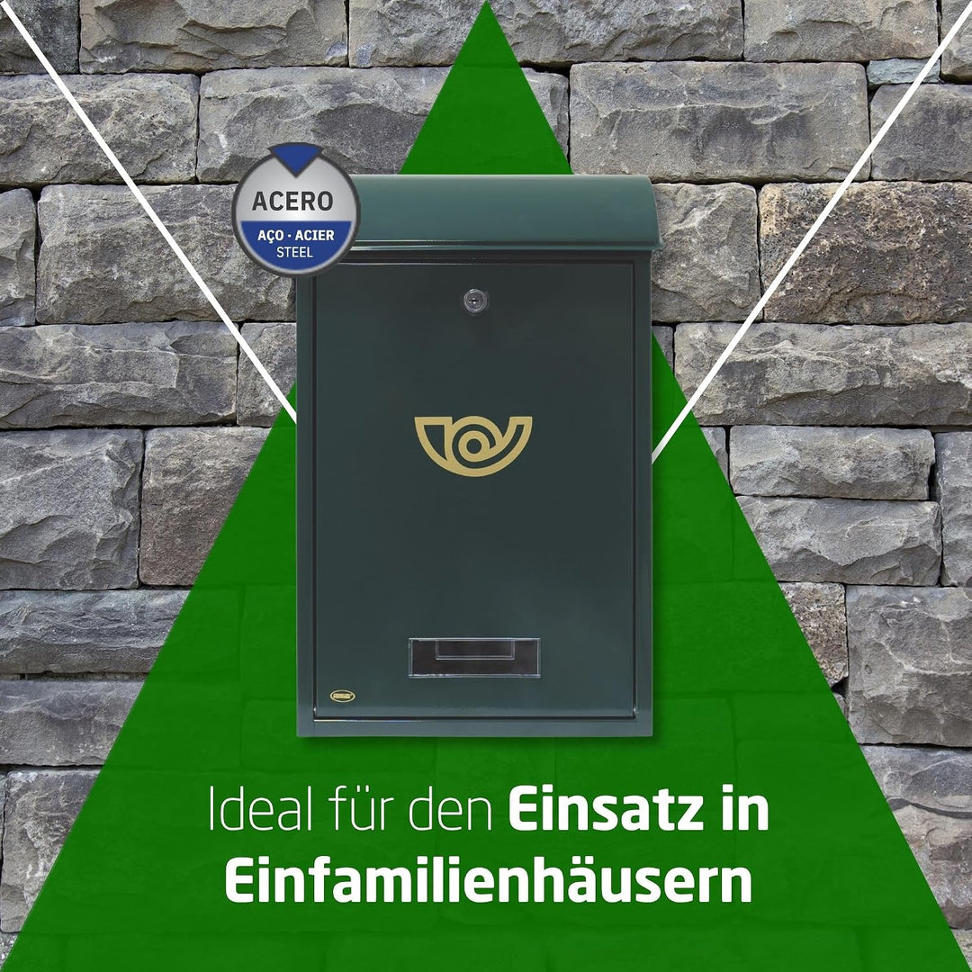 Amig - Aussenbriefkasten, Briefkasten für den Aussenbereich | Briefkasten für Wände, Mauern oder Tür