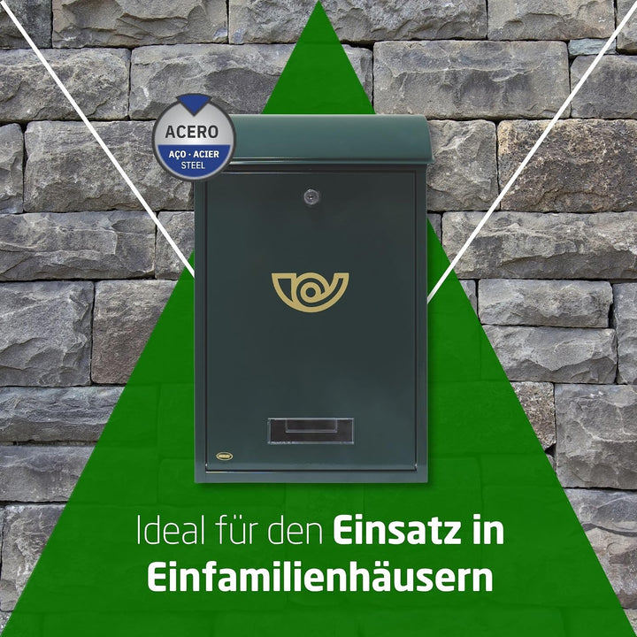 Amig - Aussenbriefkasten, Briefkasten für den Aussenbereich | Briefkasten für Wände, Mauern oder Tür