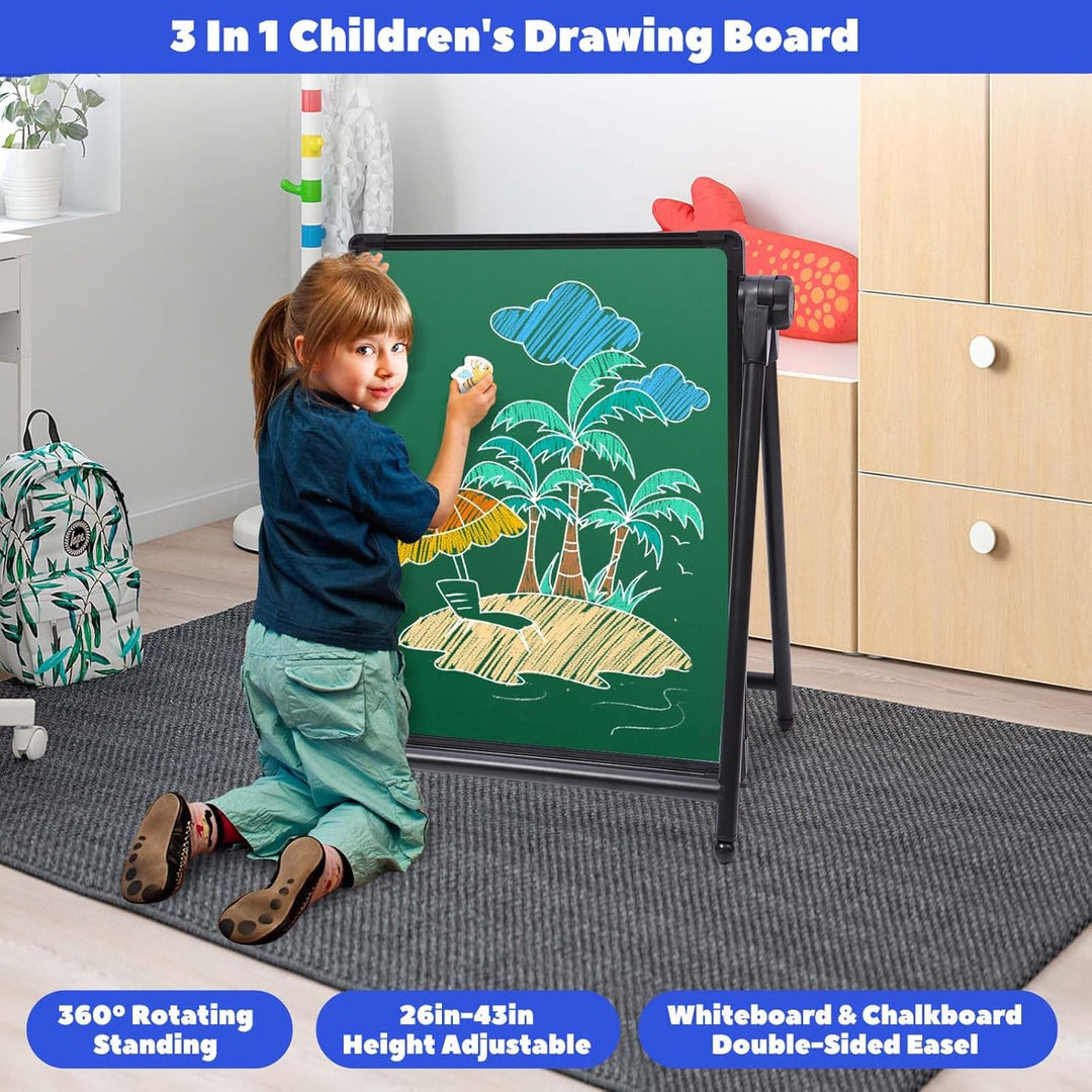 Kinder Staffelei Malerei Doppelseitige Tafel für Kinder mit Kreidetafel & Whiteboard Höhenverstellba