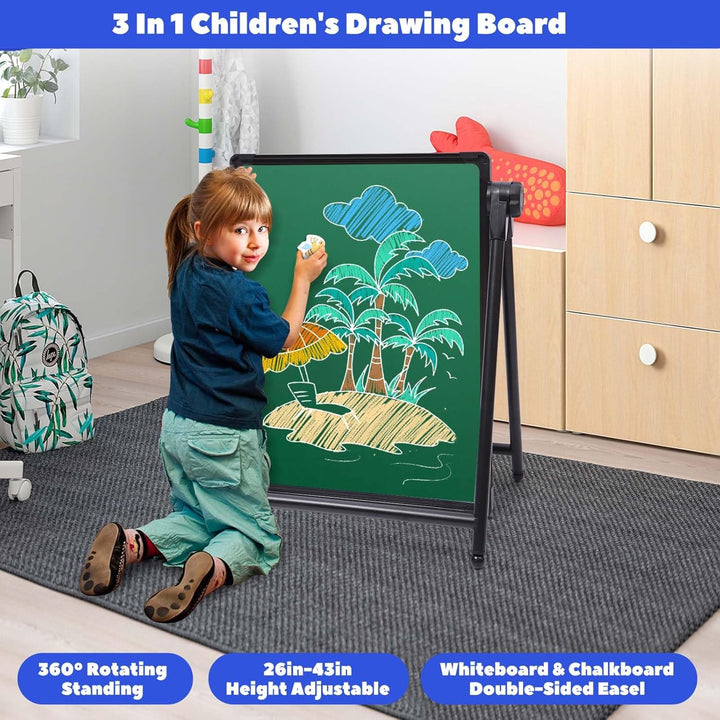 Kinder Staffelei Malerei Doppelseitige Tafel für Kinder mit Kreidetafel & Whiteboard Höhenverstellba