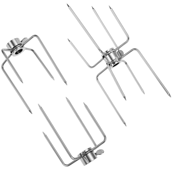 QWORK® 3 Stück Fleischklammern Drehspiess, 304 Edelstahl Fleischnadeln Grillspiess, Kompatibel mit 1