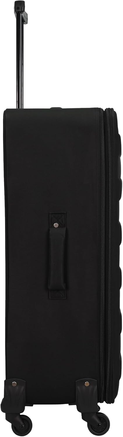 SIGN Stoffkoffer Reisekoffer Trolley (Handgepäck-Mittel-Gross-Set) + 5cm Dehnungsfuge (Schwarz, 3er