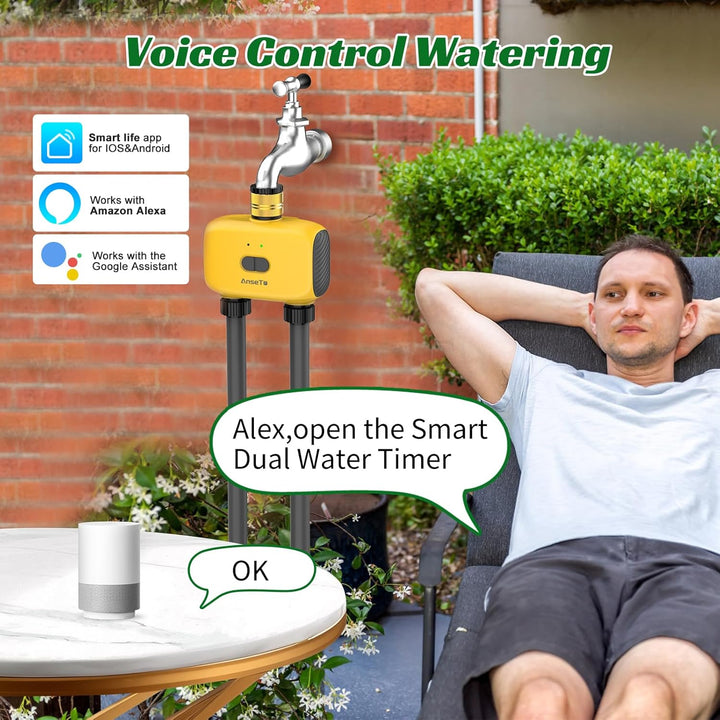 WLAN Bewässerungscomputer mit 2 Ausgängen Programmierbare für Garten,Rasen,Automatische Zeitgesteuer