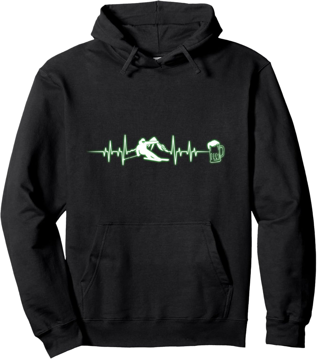 Skifahrer Herzschlag Ski Berge Bier Apres Ski Geschenk Pullover Hoodie