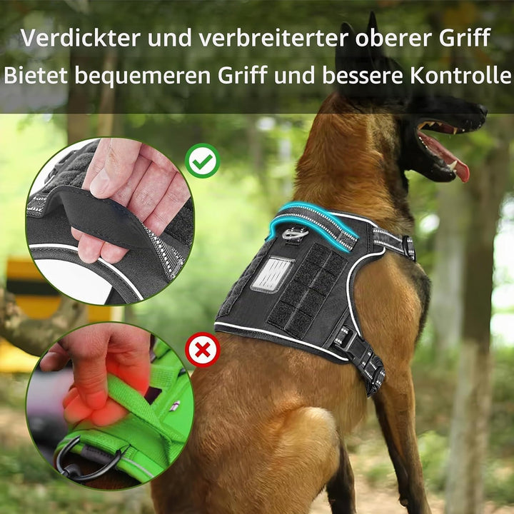 HEELE Hundegeschirr, Metall Taktisches Geschirr, Taktische Hundeweste, Service Hundegeschirr, MOLLE