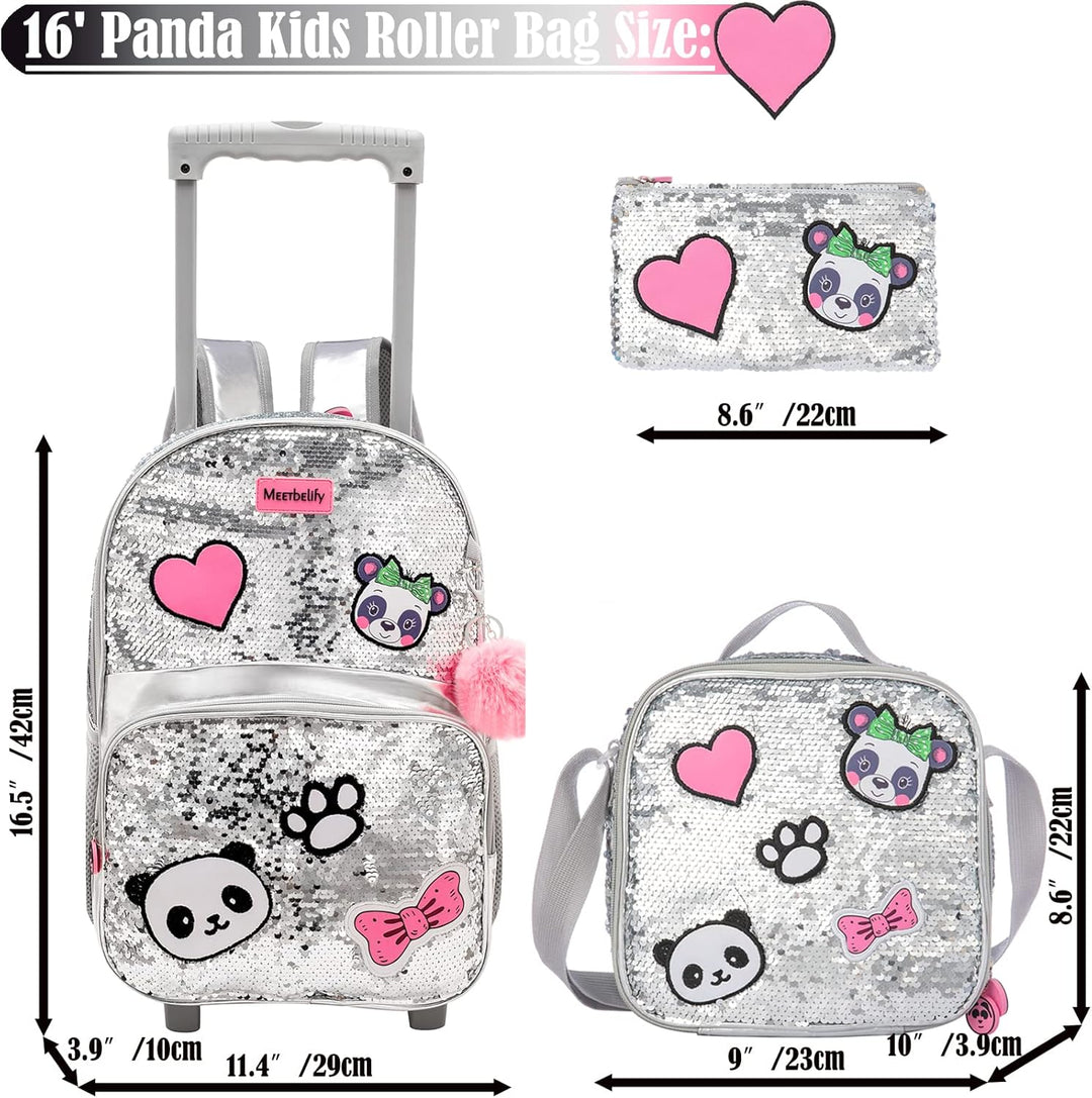 Egchescebo Rucksack Mädchen Schulranzen Trolley Schulrucksack Mädchen Teenager 3PCS 16”Kinder Schult