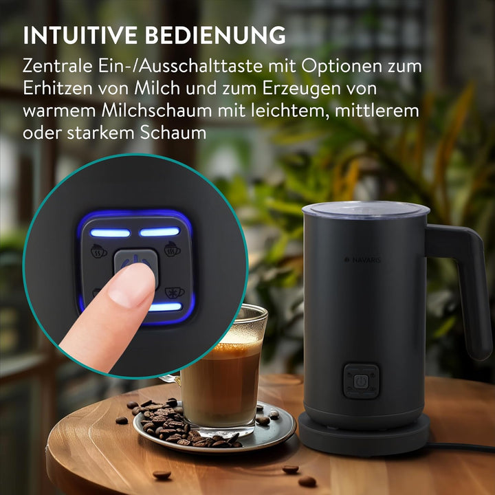 Navaris Elektrischer Milchaufschäumer 4 in 1 - Mit 2 Rührbesen - Automatische Abschaltung - Milchsch