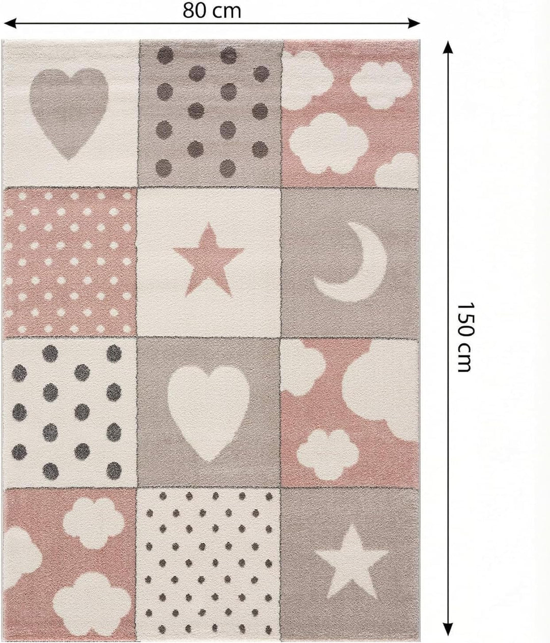 | Kinderteppiche Patchwork Herz Sterne Wolke | Kinderteppich für Mädchen und Jungs | Teppich für Kin