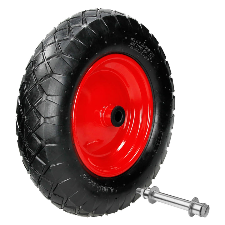 ECD Germany Schubkarrenrad luftbereift mit Achse, 4.80/4.00-8, Durchmesser 390 mm, 95 mm Breite, 200