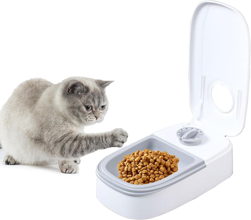 MENAYODA Automatischer Futterspender für Haustier, 2 Mahlzeiten Automatischer Katzen Futterspender m