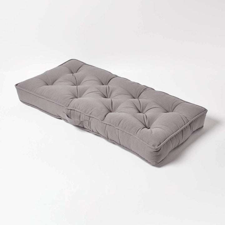 Homescapes Sitzerhöhung Sofa 2-Sitzer grau 100x48x10 cm, Langes Sitzkissen gepolstert mit Baumwollbe