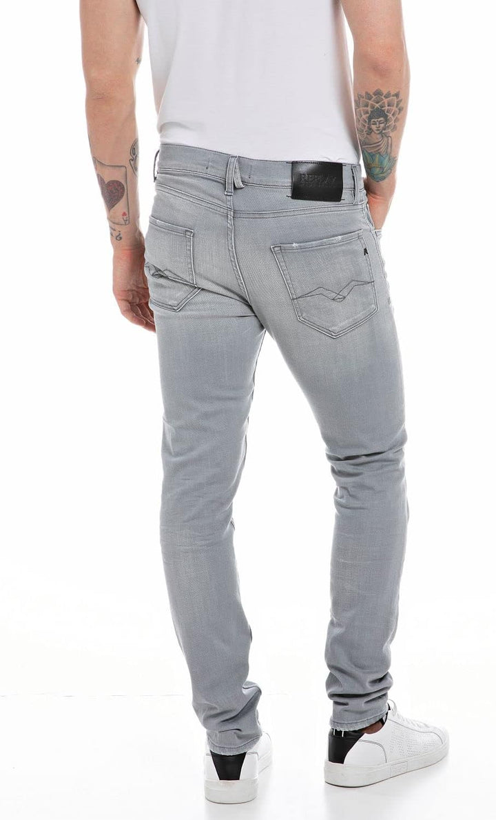 Replay Herren Jeans Mickym Slim-Fit 33W / 30L Light Grey 095, 33W / 30L Light Grey 095