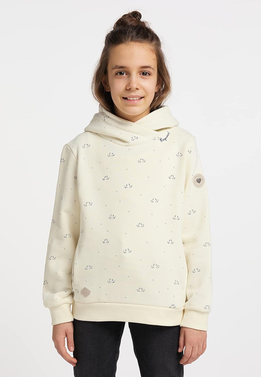 Ragwear Gitka Marina Mädchen Sweatshirt Kapuzenpullover Sweater Kinder Pullover Anker Motiv 128 Weis