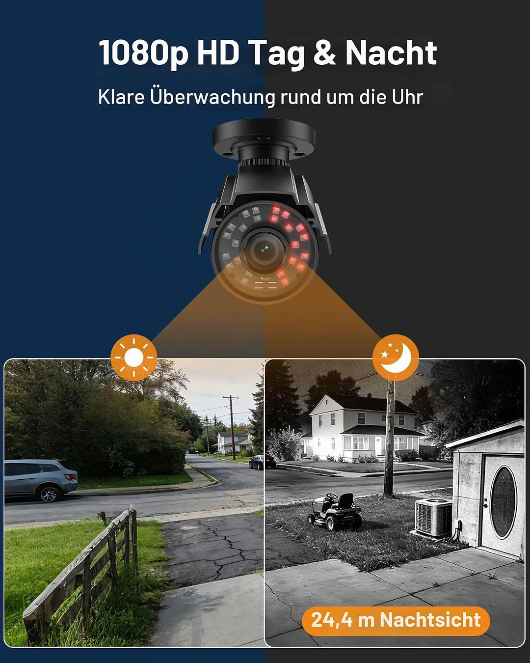Anlapus 1080P Aussen Bullet Überwachungskamera IP66 Metallgehäuse 4in1 TVI/CVI/AHD/CVBS 24 IR LEDs 2