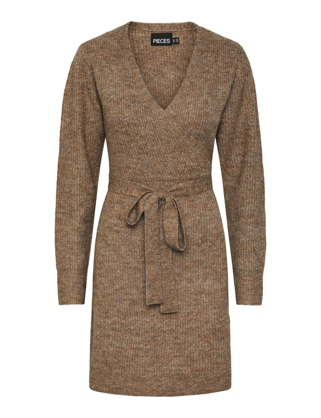 PIECES Damen Pcellen Ls Wrap Knit Dress Noos Bc XL Fossil, XL Fossil