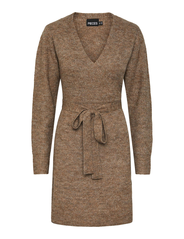 PIECES Damen Pcellen Ls Wrap Knit Dress Noos Bc XL Fossil, XL Fossil